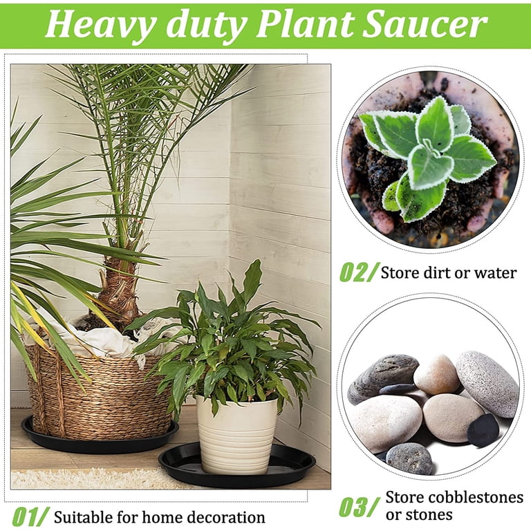 12 Pcs Plastic Plant Saucers Round Plant Tray Large Flower Pot Heavy Duty  Planter Water Trays Thick Planter Drip Saucers for Indoors and Outdoors(16  Inch,Black) - Walmart.com