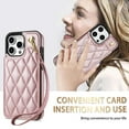 thumbnail image 6 of Wallet Cover for iPhone 16 Pro Max with Detachable Wrist Strap, Credit Card Slots Holder Magnetic Snap Back PU Leather Kickstand Phone Case for iPhone 16 Pro Max Girls Women, Rosegold, 6 of 8