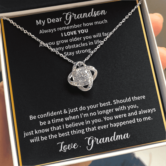 Grandson - Always Remember How Much I Love You Love Knot Necklace Message Card