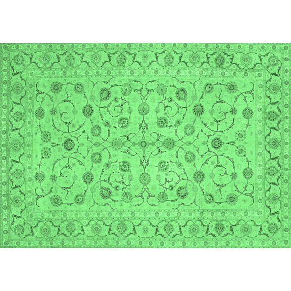 Ahgly Company Indoor Rectangle Persian Emerald Green Traditional Area Rugs, 5' x 7'