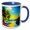 Blue/White, variant on 3drose, Colorful Tent, Green Tree, Boat in the Lake, Summer Sunset Gift, 15oz Mug