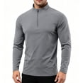 thumbnail image 5 of vdgthytj Shirts for Men Long Sleeve Stand Collar Quarter Zip Lightweight Basic Fall Athleisure Pullover Tops(3X-Large,Dark Gray), 5 of 7