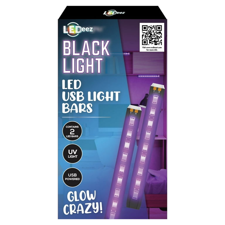 Ledeez LED Light Bar 2 Pack, Black Light, Neon UV Light, 5 inch Bars, USB  Powered 65 inch Cable, Stick on Adhesive Included, LED Lights for Bedroom 