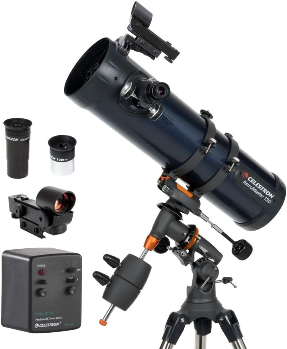Celestron - AstroMaster 130EQ-MD Newtonian Telescope - Reflector Telescope for Beginners - Fully-Coated Glass Optics - Adjustable-Height Tripod - BONUS Astronomy Software Package pic