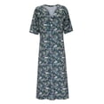 thumbnail image 4 of IDALL Summer Dresses,Casual Dresses Women Casual Summer Stripe Short Sleeves Pocket Long Dress Holiday Dress Floral Sundress Midi Dress Petite Dresses,Hawaiian Dresses,Modest Dresses Green Dress L, 4 of 9
