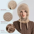 thumbnail image 3 of 3 in 1 Hat with Scarf and Mask for Women & Men, Windproof Knitted Hood with Plush Lining, Adjustable Outdoor Winter Scarf Hat, 3 of 8