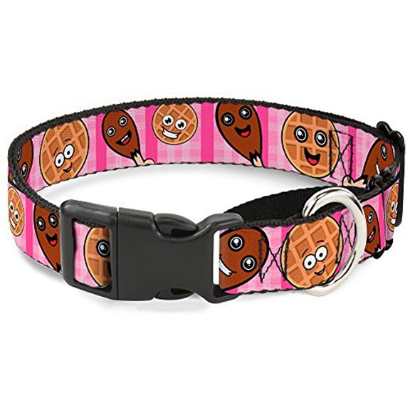 buckle-down fried chicken & waffles plaid pinks martingale dog collar