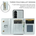thumbnail image 6 of Allytech Glitter PU Leather Case for Samsung Galaxy Z Fold5, Detachable Magnetic 2 in 1 Wallet Kickstand Case with Zipper Pocket & Card Holder, Shockproof Anti-Scratch Protective Case - Silver, 6 of 9
