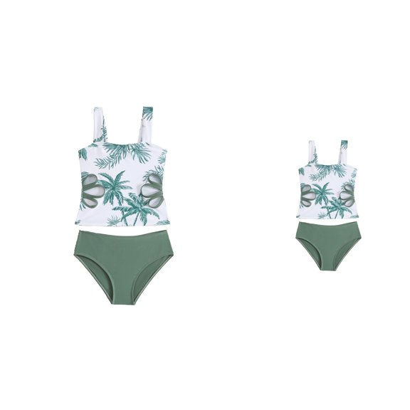 Girls Swimsuit 2-Piece Halterneck Tankini with Adjustable Straps and Drawstring Bathing Suit for Girls and 7-16 Years