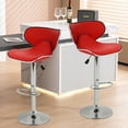 thumbnail image 3 of CL.HPAHKL Swivel Bar Stools Set of 2, Adjustable Counter Height Bar Stools Counter Stools, Modern PU Leather Barstools for Kitchen Island Counter Bar Kitchen Dining Room, Red, 3 of 7