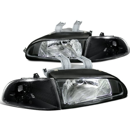 Honda Civic 4 Door Corner - Spec-D Tuning For 1992-1995 Honda Civic Si Dx Cx Hatchback Jdm Black Crystal Corner Lamps Headlights (Left+Right) 1992 1993 1994 1995