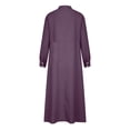 thumbnail image 6 of Women's Cotton Linen Long Maxi Dresses Long Sleeve Crewneck Button Solid Ankle-length Dress Plus Size Loose Casual Long Dress, 6 of 7