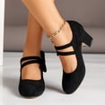thumbnail image 6 of Women's Bow Mary Jane Chunky Heel Pumps Ankle Strap Round Toe Dress Wedding Party Shoes, 40, 6 of 7