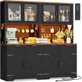 thumbnail image 4 of Homieasy 71'' Tall Kitchen Pantry Storage Cabinet with LED Light & Outlet, Kitchen Hutch Cabinet with Large Countertop, DIY Pegboard and Drawers, Farmhouse Food Pantry, Black & Brown 2 Pack, 4 of 7