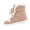 Beige, variant on Women's Fleece Lined Ankle Boots Furry Trim Round Toe Shoes Lace Up Platform Warm Booties for Fall Winter