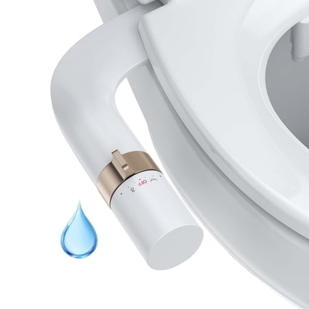 Garvee Non-Electric Bidet Attachment with Self-Cleaning Dual Nozzles & Brass Inlet Adjustable Pressure Easy Install Toilet Bidet for Rear & Feminine Wash