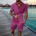 thumbnail image 1 of Vedolay Short Sets For Mens Men's 2 Pieces Print Set Shirt&Short Summer Set for Men,Pink 6XL, 1 of 3