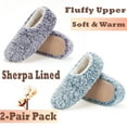 thumbnail image 2 of Cozylook 2-Pack Women's Low-Cut Slipper Socks, Grippy Soles, Sherpa Lined, Fuzzy House Shoes, Cozy Gifts for Her, Sizes 7-8 Fluffy Purple/Teal, 2 of 5