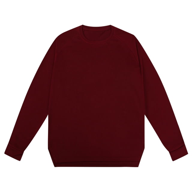 BADHUB Men's Long Sleeve Shirts Big & Tall Crew Neck Cotton Essential Pullover Athletic Performance Split Hem Sweatshirt Soft Causal Loose Top Spring Fall Deals L-5XL