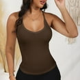 thumbnail image 6 of Women's Deep V-Neck Tank Top with Slim Fit and Adjustable Strap Detail - Large, Coffee, 6 of 7