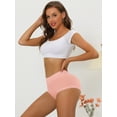 thumbnail image 4 of DARING DIVA Women's Cotton High-Lace Trim Tummy Full Coverage Brief Panties S Pink, 4 of 5