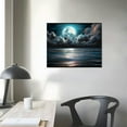thumbnail image 3 of JEUXUS Wall Art Moon Sea Ocean Landscape Picture Canvas Wall Art Print Paintings Modern Artwork for Living Room Wall Decor and Home Décor Framed Ready to Hang,1inch Thick Frame, 20x16 inch, 3 of 4