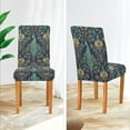thumbnail image 3 of Yayeee 2 Pack Dining Chair Covers Stretch Parson Chairs Slipcovers Seat Protector, Navy Blue Peacock Pattern, 3 of 6