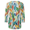 thumbnail image 5 of VBTAPA 3/4 Length Sleeve Womens Tops Vintage Floral Print Crewneck T-shirt Dressy Casual Summer Blouse Lightning Sales Today Multicolor XXXXXL, 5 of 6