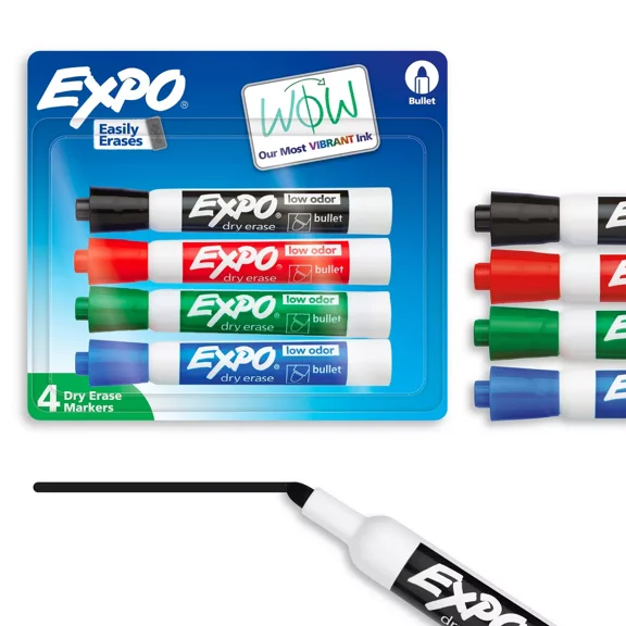 4pk Dry Erase Markers Bullet Tip Multicolored