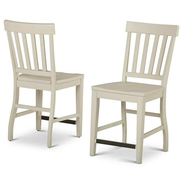 Cayla 24" Slat Back Counter Stool in Distr4ssed Antique White
