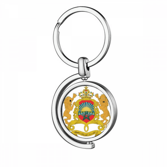 morocco afnational emblem rotating keychain metal keyring holder