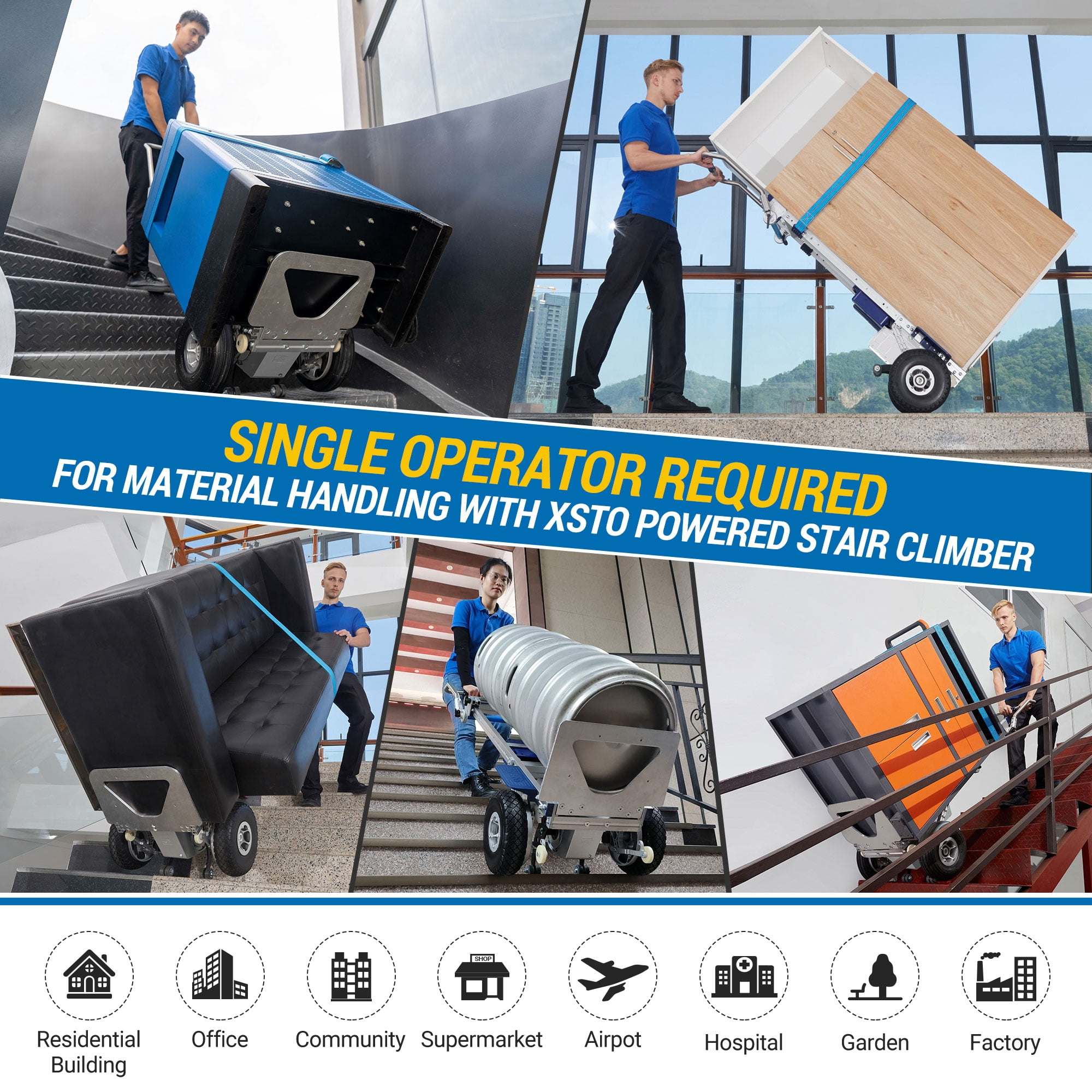 Electric Stair Climbing Dolly Hand Truck with Brake,Powered Stair Climbing Hand Trucks Dolly Cart for Moving,463lbs Capacity Heavy Duty Stair Climber(XSTO ZW7210GC)