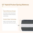 thumbnail image 5 of Unique Choice 12''H Comfort Hybrid Pocket Spring Mattress,Queen, 5 of 9