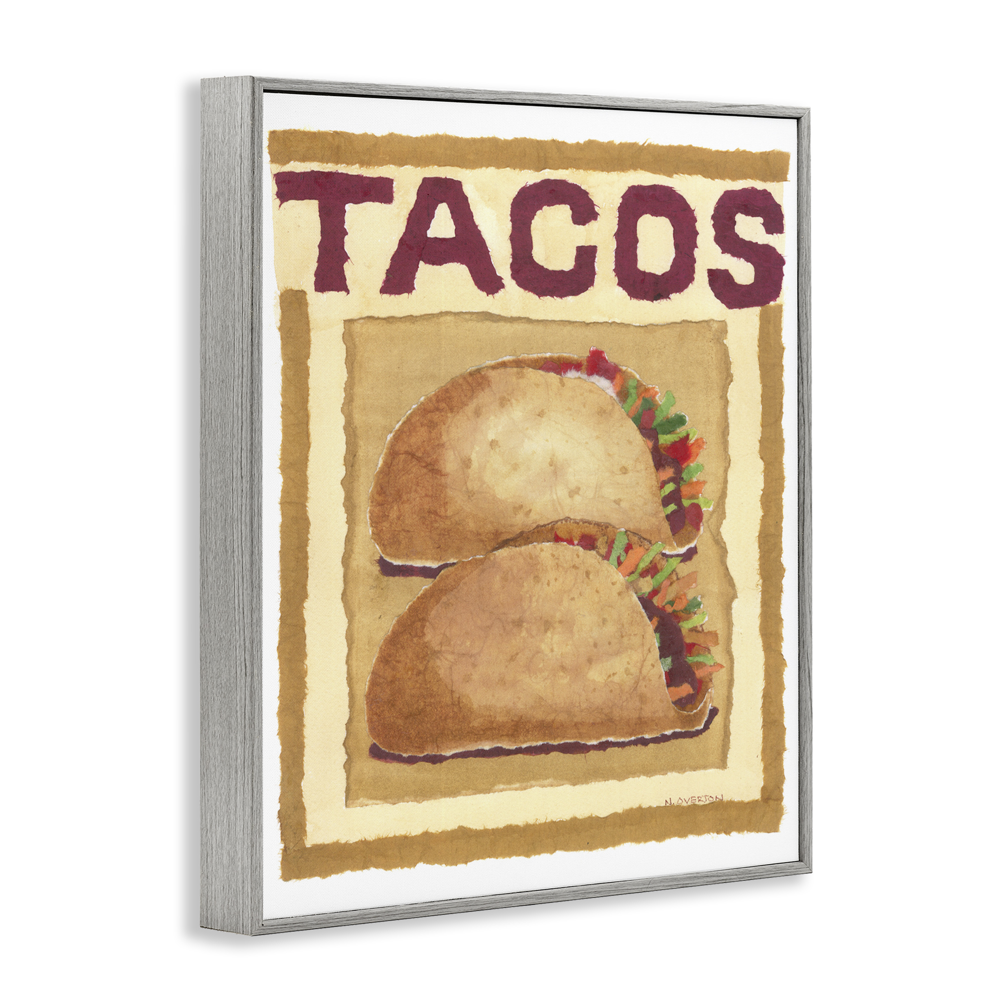 Stupell Industries Traditional Tacos Duo Food & Beverage Painting Gray Framed Art Print Wall Art, 16 x 20