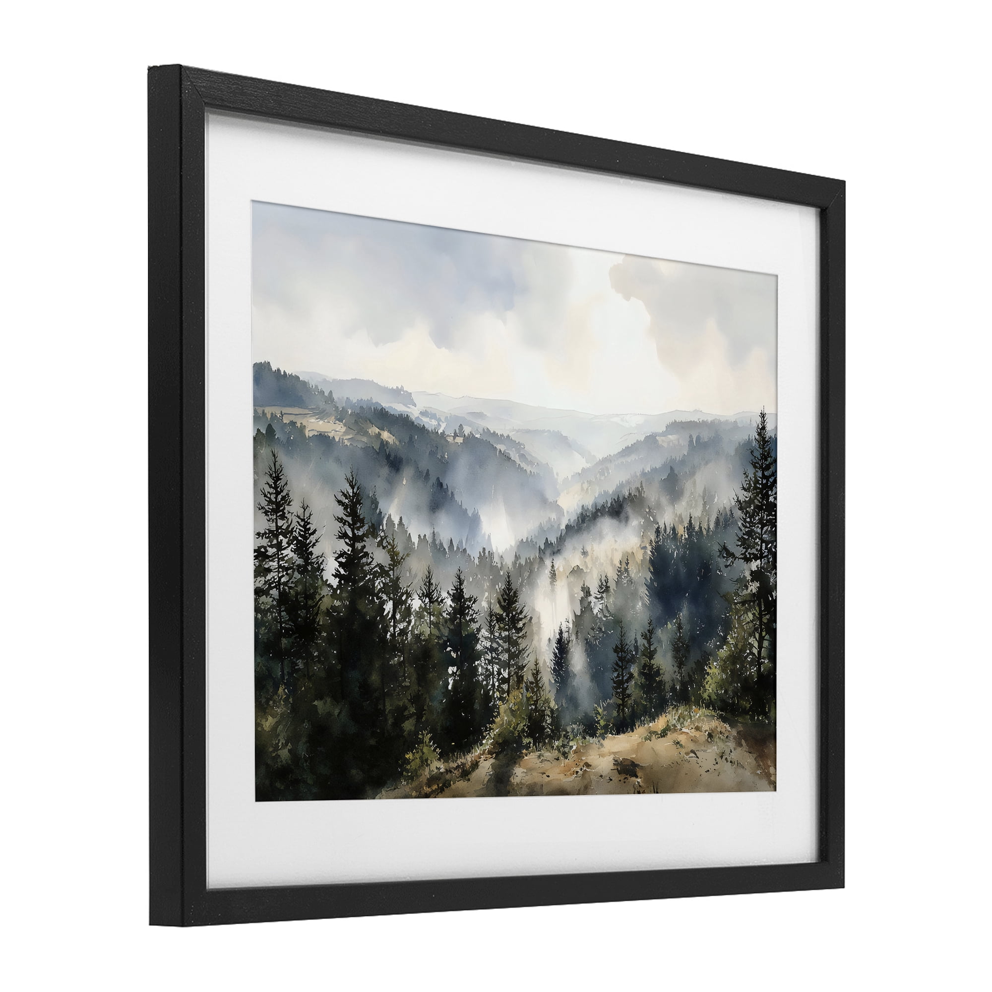 Stupell Industries Misty Tree Tops Vista Black Framed Print Under Glass, design by Franklyn Gregory