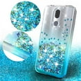 thumbnail image 3 of Coolpad Legacy Case (Not Go Version) Case w/Tempered Glass Screen Protector Liquid Quicksand Glitter Cute Phone Case Bling Stand Girls Women Cases for Coolpad Legacy - Clear/Aqua, 3 of 6