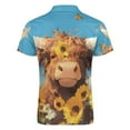 thumbnail image 5 of Highland Cow with Sunflowers Men Zipper T-shirt Summer Casual Short Sleeve T-shirt Top, 5 of 7