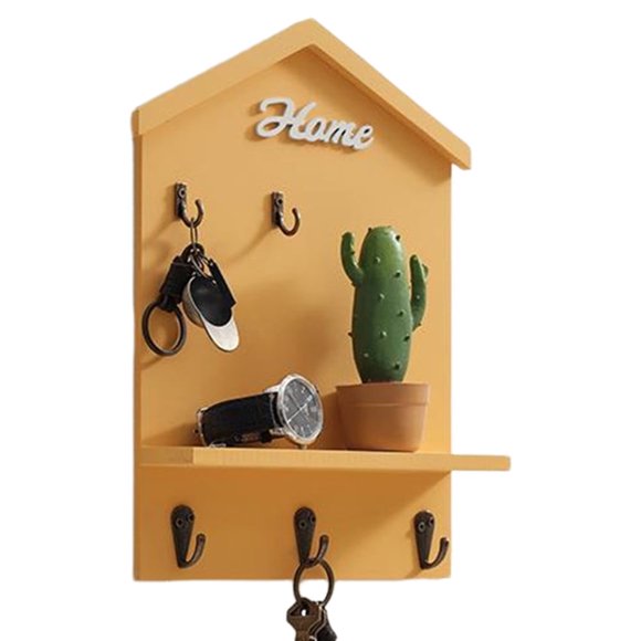 House Shape Key Storage Hooks Wooden Keychain Organizer Ideal For Schools Home Companies Blue