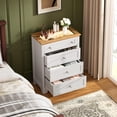 thumbnail image 2 of 4 Drawer Dresser  with LED Light White Nightstand Cabinet  with Glass Table-top  for Bedroom, Living Room, 2 of 7