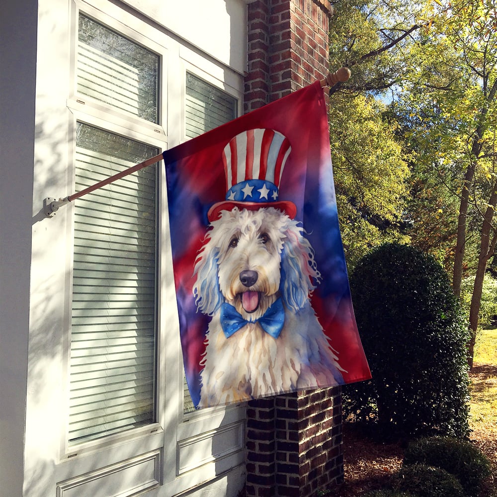 Komondor Patriotic American House Flag 28 in x 40 in