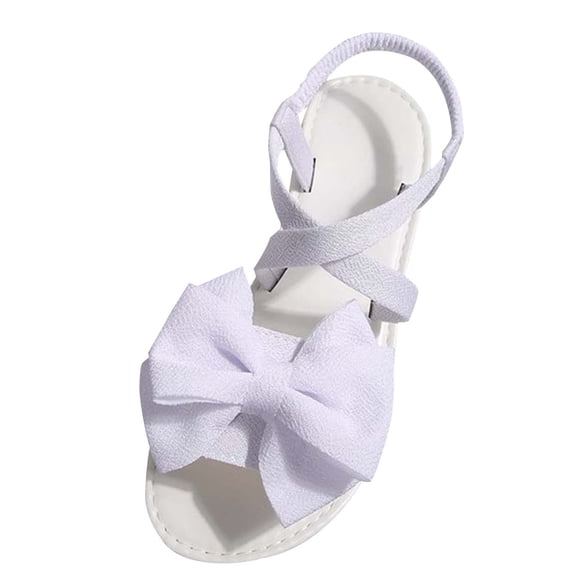 AUDeals Women’s Ankle Strap Bowknot Flat Sandals Open Toe Dressy Slip On Summer Beach Holiday Casual Shoes (White, 9.5)