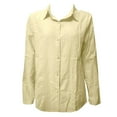 thumbnail image 3 of yunLCZ Women's Button Down Shirts Women's Solid Color Cotton And Linen Casual Shirt Loose Long Sleeve Linen V Neck Shirt T Shirt Work Office Casual Blouse, 3 of 3