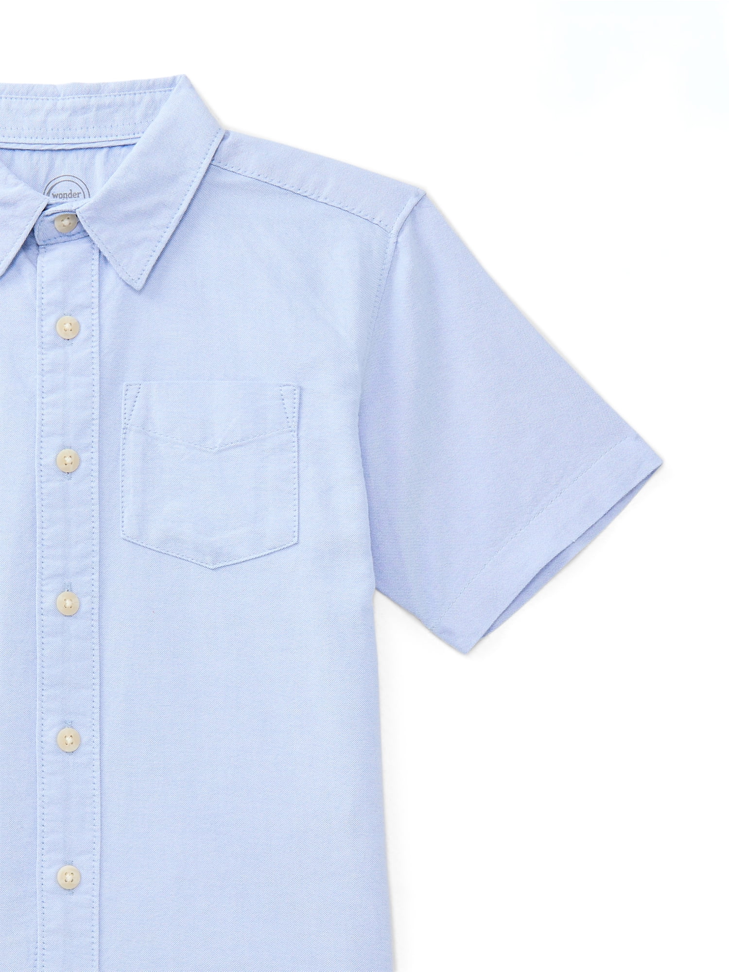 Wonder Nation Boys Cotton Button Down Shirt with Short Sleeves, Sizes 4/5-18 & Husky