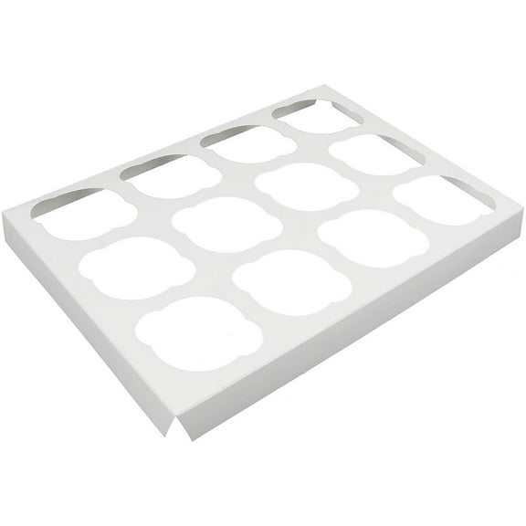 O'Creme Insert Only with White Top and Bottom for Holding 12 Cupcakes in a 14 Inch x 10 Inch Cake Box - Pack of 100