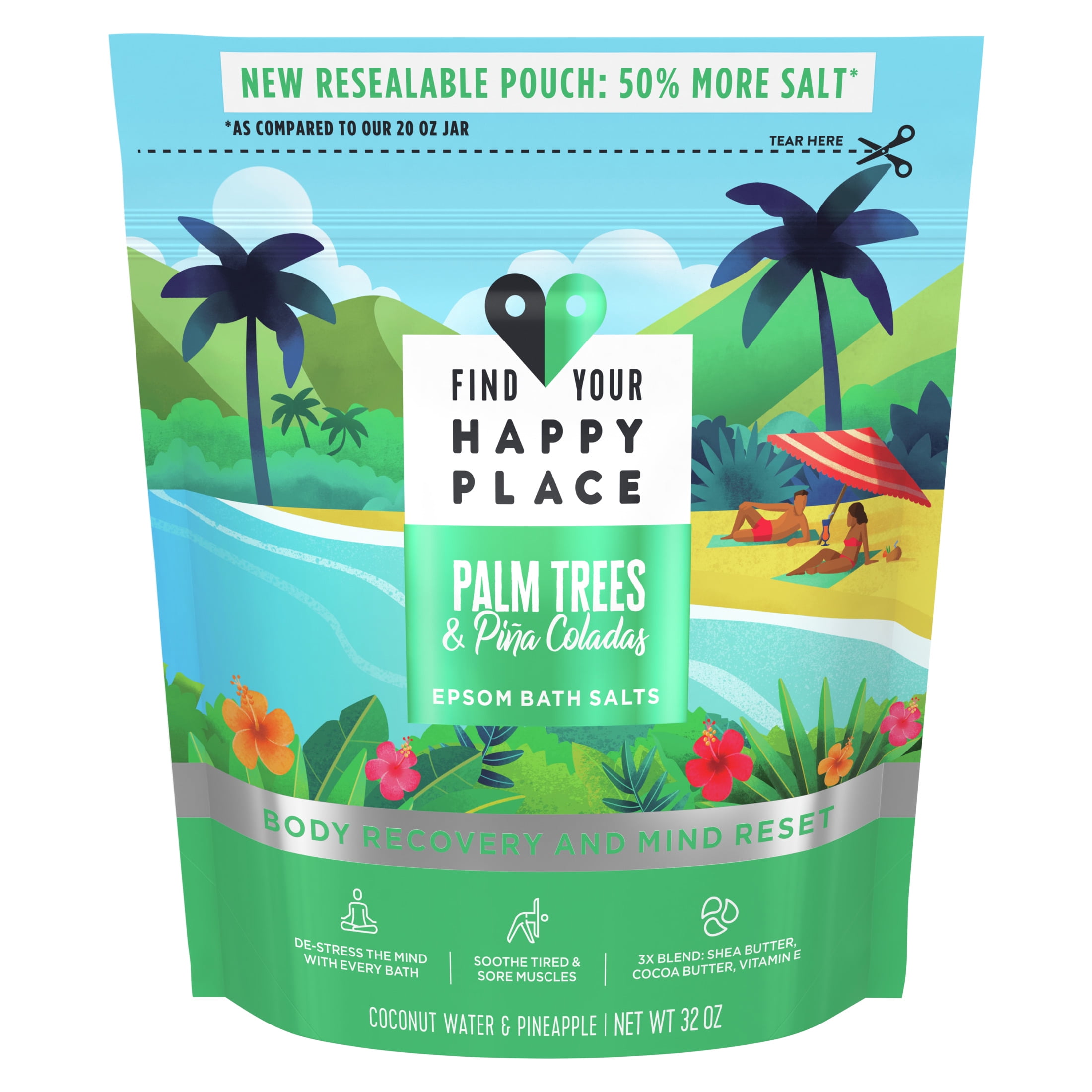 Find Your Happy Place Palm Trees and Pina Coladas Bath Salts, 32 oz -  Walmart.com