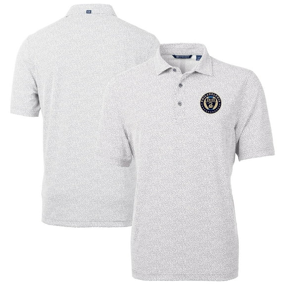 Men's-Cutter & Buck  Gray Philadelphia Union Virtue Eco Pique Botanical Print Recycled Polo