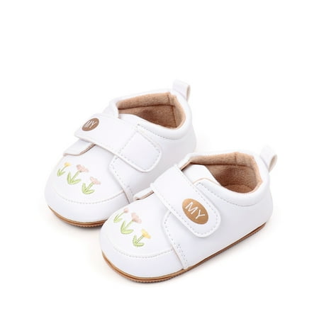 Awevudst Baby Girls Moccasins Sneakers Flower Embroidery Soft Sole Shoes