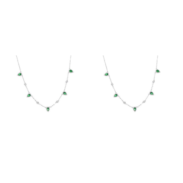 Qarigey Collar de Metal de cobre para mujer, gargantilla, cadenas, collares, decoración de cuello de circón, adornos ajustables, joyería Blanco Oro Verde 2piezas