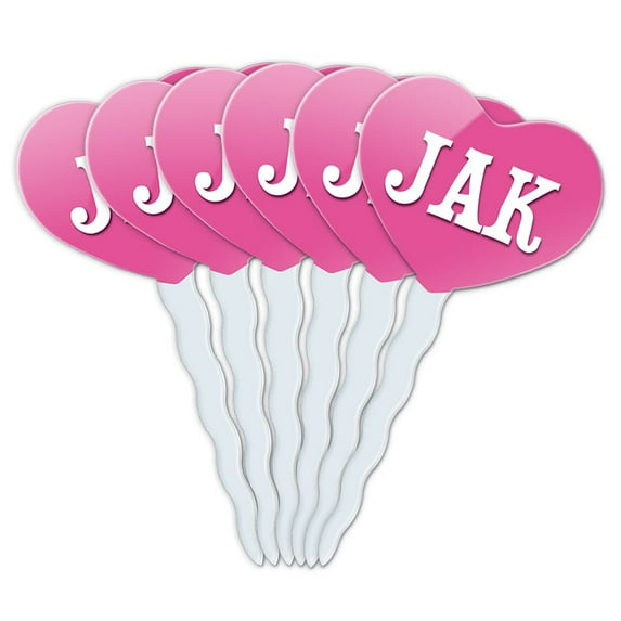 Jak Heart Love Cupcake Picks Toppers - Set of 6
