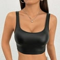 thumbnail image 4 of Spaghetti Strap Camis Women'S U Neck Sleeveless Clubwear Shiny Metallic Crop Top,Black Women Blending Shirts S, 4 of 9